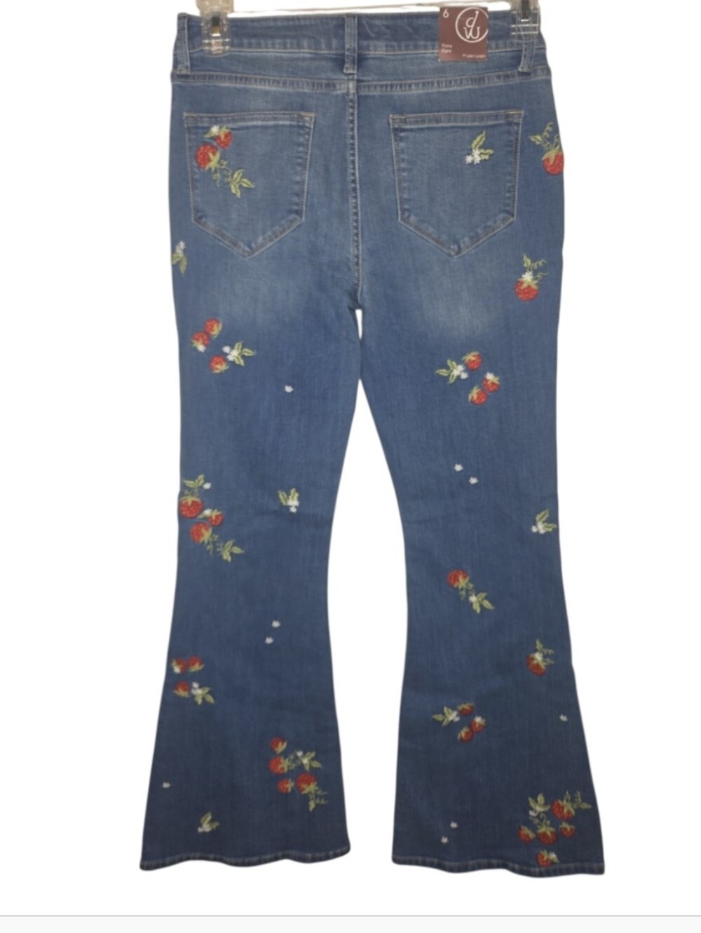 Driftwood Fiora Flare Strawberry Fields Embroidered Denim Women's Jeans Size 6 - Picture 2 of 11